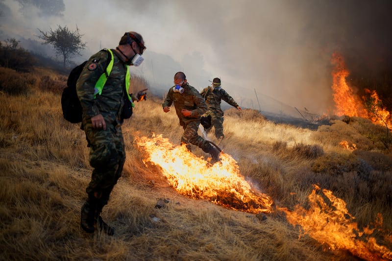 Greek authorities deployed dozens of firefighters, as well as six water-dropping planes and four other aircraft, to a wildfire that broke in Keratea.