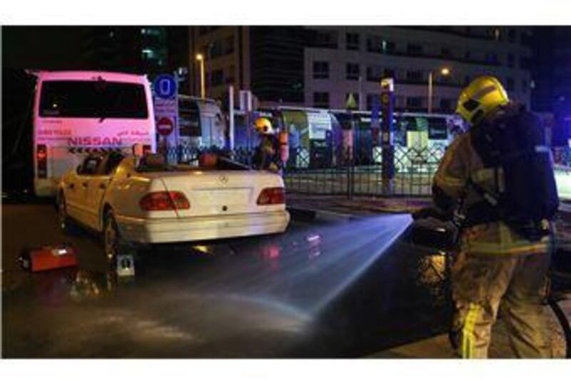 Dubai’s rescue teams were put through their paces at a mock tram crash on Friday. Courtesy RTA