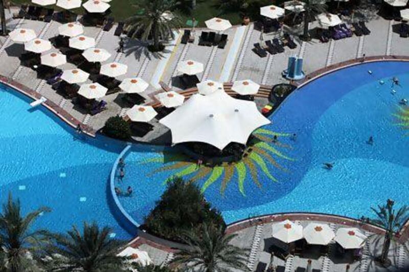 The pool area at Le Meridien Al Aqah Beach Resort in Fujairah. Randi Sokoloff / The National