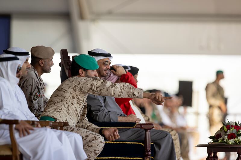 Sheikh Mohamed with Maj Gen Sheikh Nasser Al Khalifa, Bahrain National Security Adviser.
