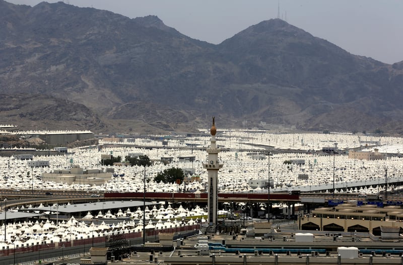 A camp is set up for pilgrims in Mina, near Mecca, ahead of this year's pilgrimage.