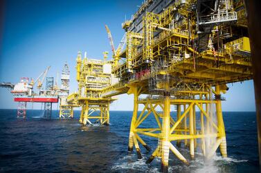 The Total Culzean platform in the North Sea, east of the Aberdeen. Production may decline further this year and next, following a 5 per cent decrease in 2020, according to a new report from think tank Oil and Gas UK. AFP