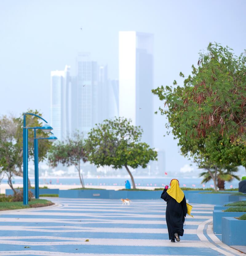 Dark clouds gather above the Abu Dhabi Corniche.