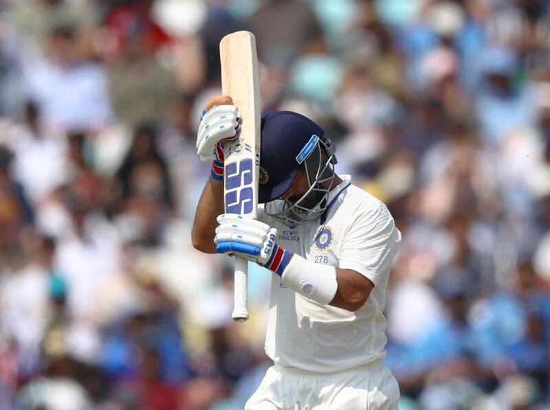 Frustrated India batter Ajinkya Rahane after losing his wicket for 46. Reuters