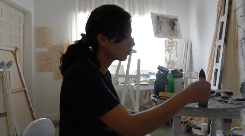 Miramar in her studio in Jabal Amman. Amy McConaghy / The National