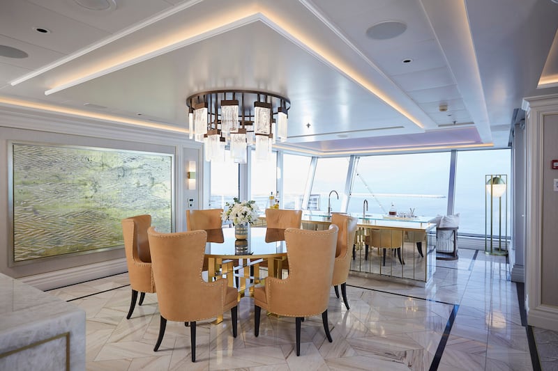 The dining area of the Regent Suite, which costs $837,299 per person
