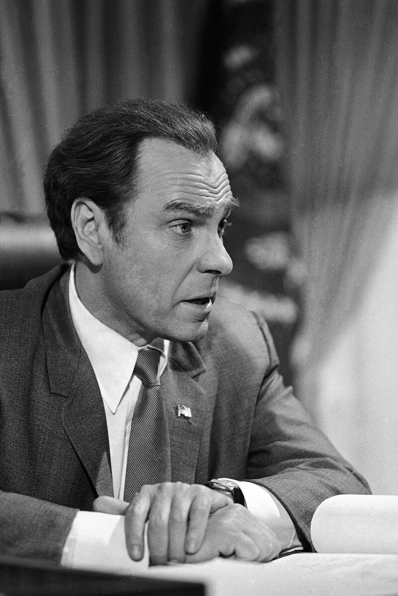 Rip Torn plays Richard Nixon during the filming of 'Blind Ambition' in 1978. AP