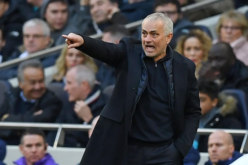 Jose Mourinho gestures on the touchline. AFP