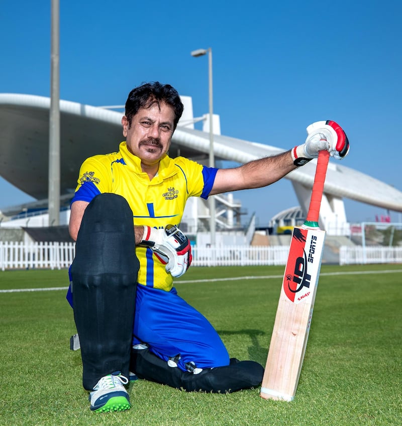 Veteran cricketer Muneeruddin who has played game in Abu Dhabi for more than 33 years and still counting. Portraits at Oval One, Zayed Cricket Stadium on May 22nd, 2021. Victor Besa / The National.
Reporter: Amith Passela for Sports