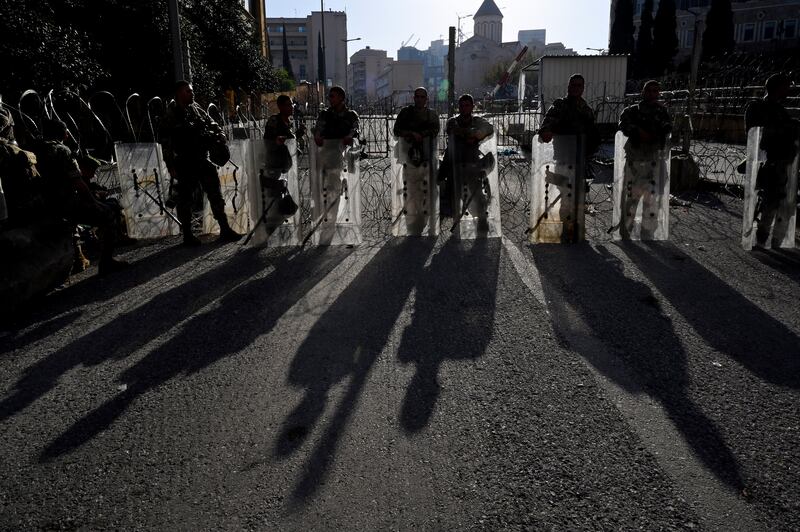 Lebanese Army soldiers stand guard. EPA 