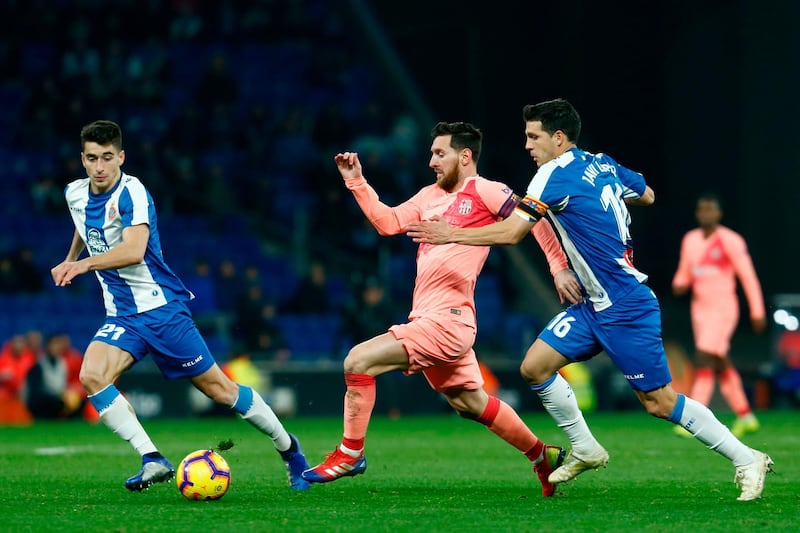 Barcelona forward Lionel Messi in action against Espanyol. AFP