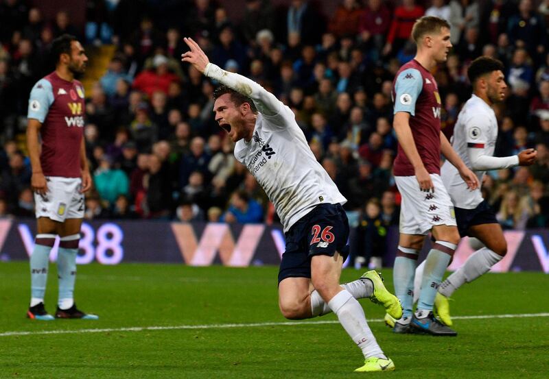 Left-back: Andrew Robertson (Liverpool) – Another all-action display was capped with the emphatic header that brought Liverpool’s equaliser in the win at Aston Villa. EPA