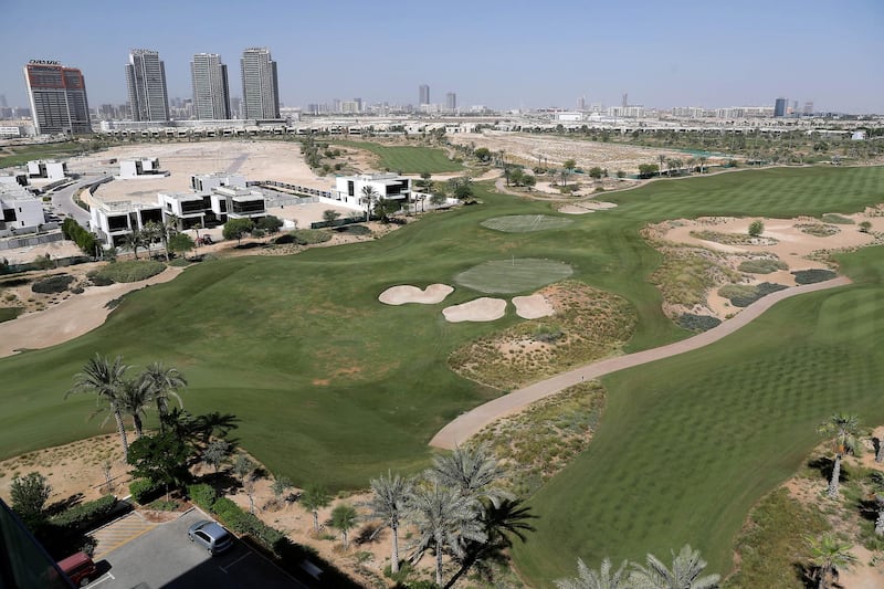 DUBAI, UNITED ARAB EMIRATES , October 26– 2020 :- View of the Trump International Golf Club at the DAMAC Hills in Dubai. (Pawan Singh / The National) For News/Online/Stock. Story by Nick Webster