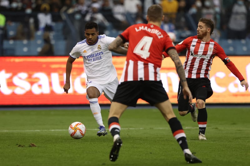 Rodrygo – 8. Reclaimed his place because of an injury to Asensio and had a great game on the right. Dribbled, sowed great balance, sucked opponents in. Set up Modric for Madrid’s opener on 38. Becoming a key player for Madrid. AFP