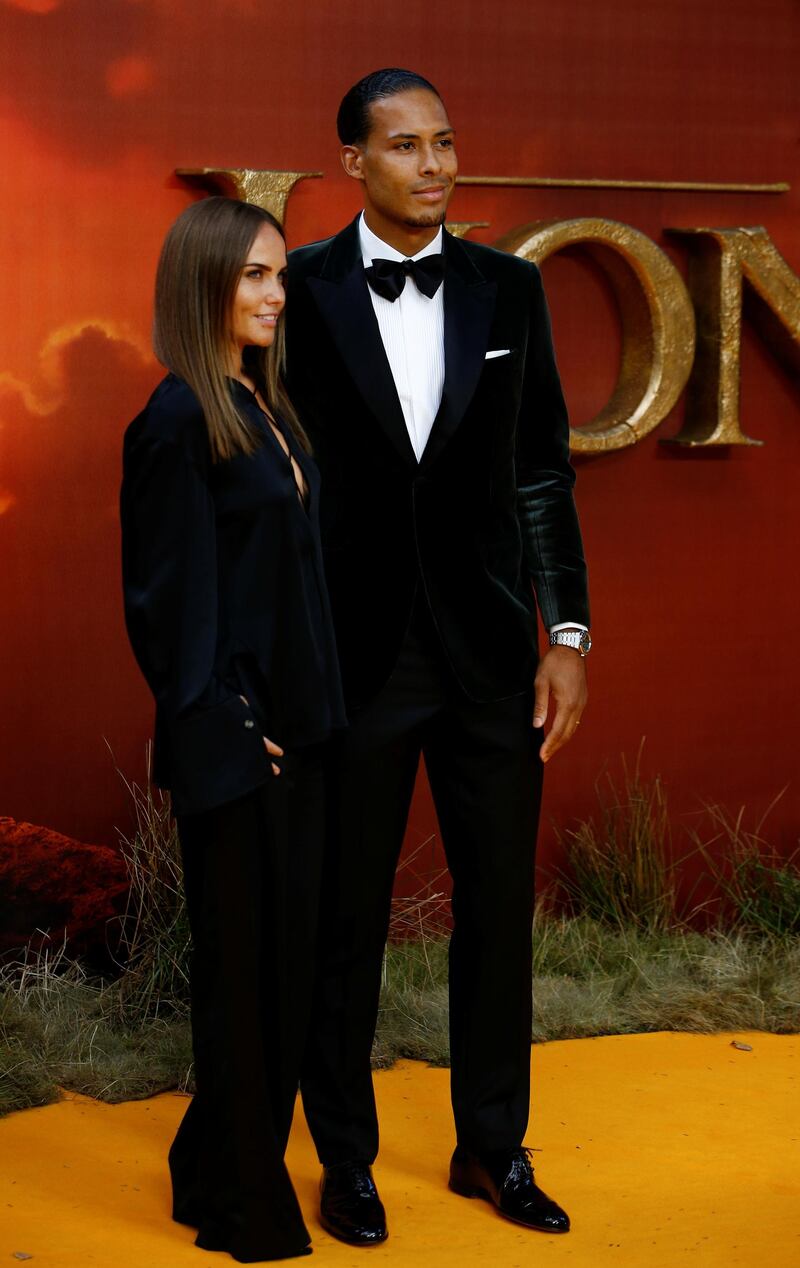 Virgil Van Dijk and Rike Nooitgedagt attend the premiere of Disney's 'The Lion King' in London's Leicester Square on July 14, 2019. Getty Images