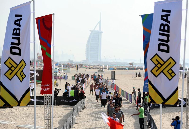 Dubai, United Arab Emirates - March 04, 2019: The men's heats of the Goverment Games 2019. Thursday the 4th of April 2019. Kite Beach, Dubai. Chris Whiteoak / The National