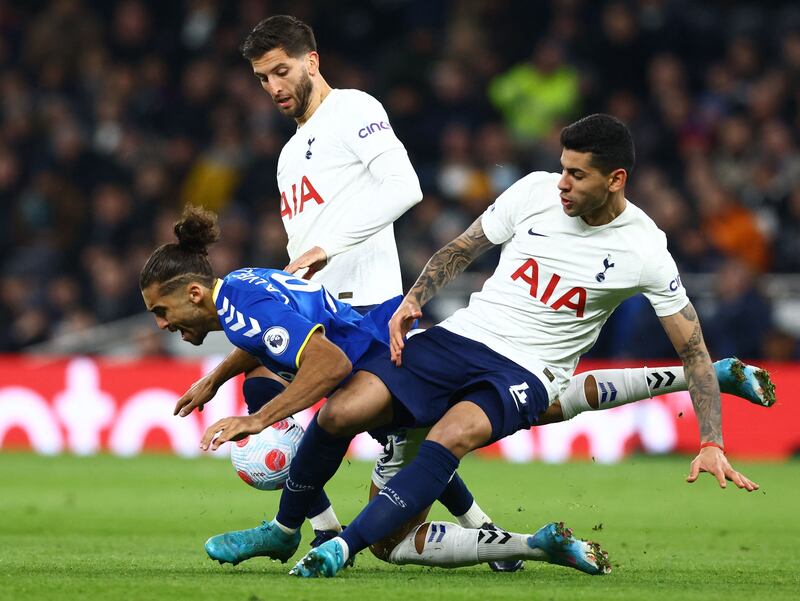 Cristian Romero - 7, Was dominant in his defending, doing well to head away Donny van de Beek’s cross. He was booked for a late and unnecessary challenge on Richarlison. Reuters