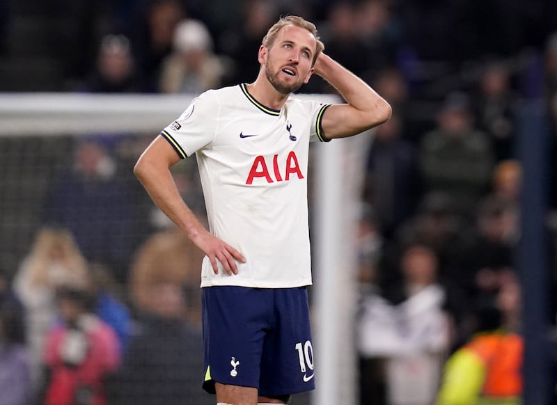 Tottenham Hotspur's Harry Kane reacts following the Premier League match at the Tottenham Hotspur Stadium, London. PA