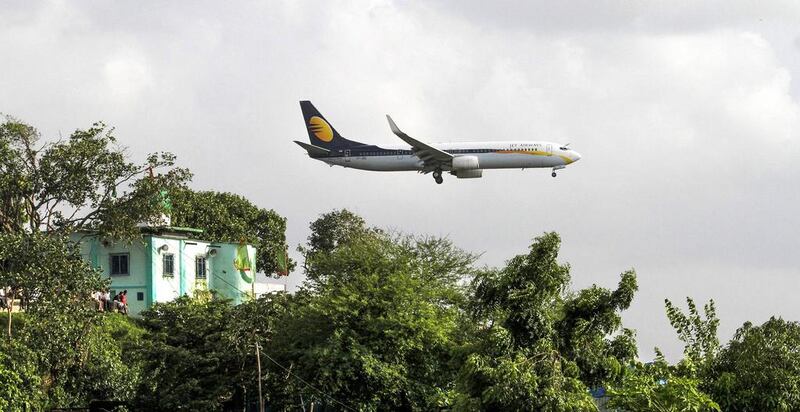 A Jet Airways plane near the Chhatrapati Shivaji International Airport in Mumbai. The company has been buoyed by investment from Etihad. Dhiraj Singh / Bloomberg News
