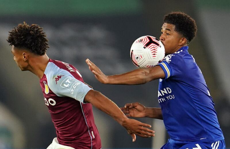Aston Villa striker Ollie Watkins and Leicester City defender Wesley Fofana. AFP