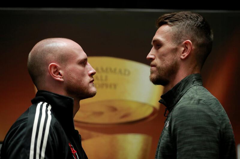 Boxing - George Groves & Callum Smith Press Conference - Jeddah, Saudi Arabia - September 26, 2018   George Groves and Callum Smith go head to head during the press conference     Action Images via Reuters/Andrew Couldridge