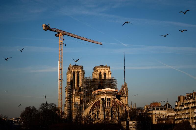 Notre-Dame Cathedral in Paris, which was partially destroyed when fire broke out beneath the roof. AFP