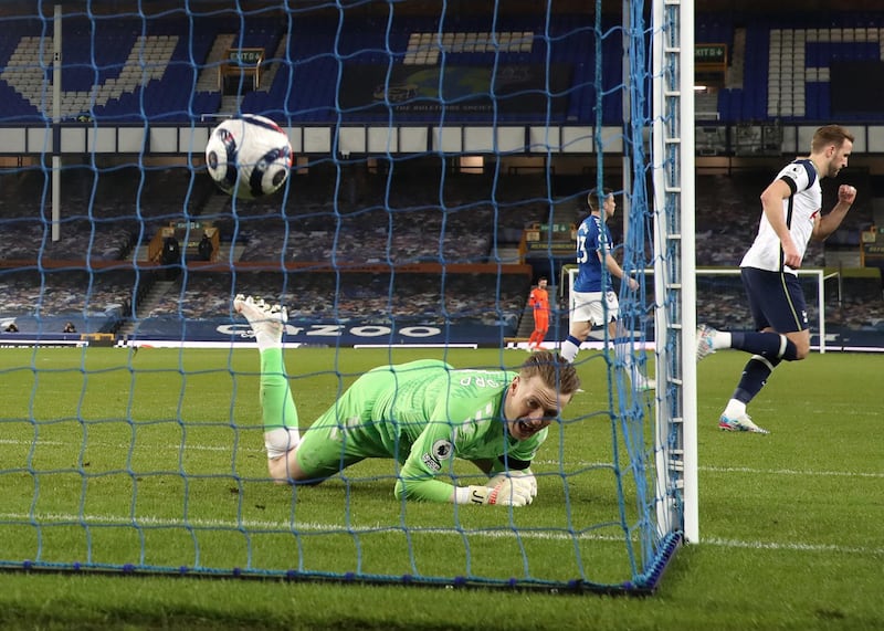 EVERTON RATINGS: Jordan Pickford: 6 – Unable to do much for both Kane goals, which were both finished well. Made routine saves and distributed well for Everton. Getty