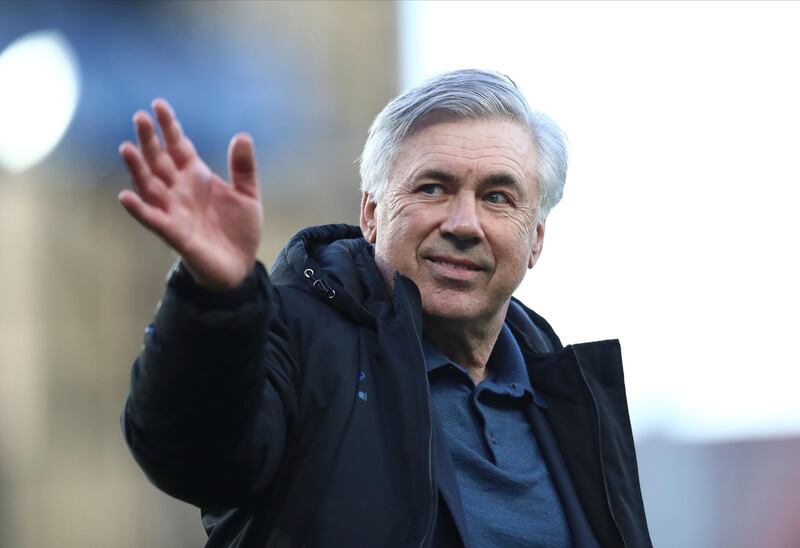 FILE - In this Wednesday, May 19, 2021 file photo, Everton's manager Carlo Ancelotti waves after their English Premier League soccer match against Wolverhampton Wanderers at Goodison Park stadium in Liverpool, England. Real Madrid has hired Everton manager Carlo Ancelotti as coach on Tuesday, June 1 to replace Zinedine Zidane, who quit last week after the teamâ€™s first trophyless season in more than a decade. (Jan Kruger/Pool Photo via AP, file)