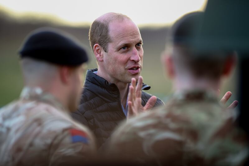 Prince William meets soldiers in Jasionka. EPA