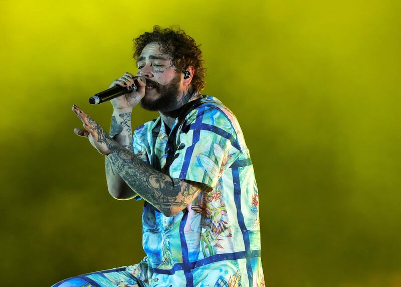 Abu Dhabi, U.A.E., November 22, 2018.  
Post Malone at the DU Arena.
Victor Besa / The National
Section:  NA
Reporter:  Saeed Saeed