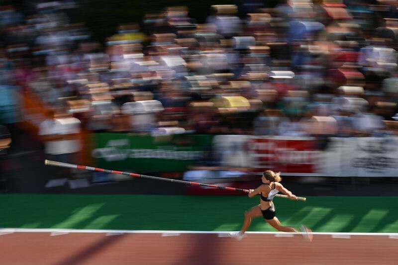 French athlete Marion Lotout competes during the pole vault at the IAAF Diamond League exhibition event, in Lausanne, Switzerland, on Wednesday, September 2. AFP