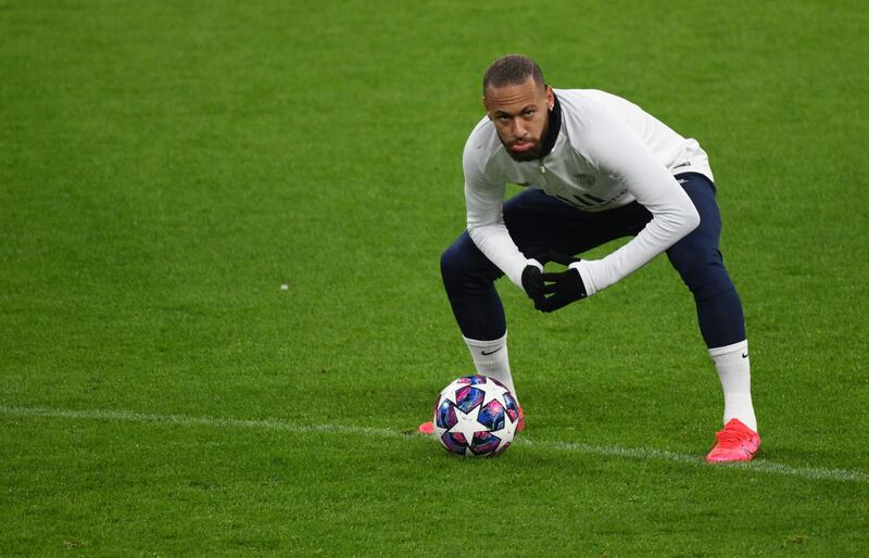 Paris Saint-Germain's Brazilian forward Neymar stretches. AFP