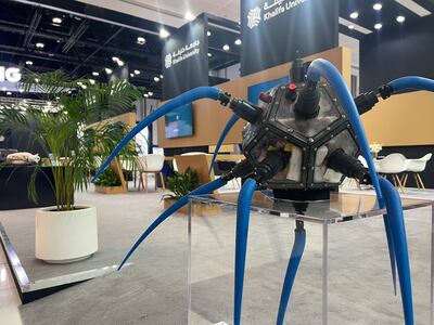 Project ZodiAq, designed by Khalifa University, featuring 12 flagella-inspired arms, is a multi-limbed soft drone, centered around employing soft robotics for underwater applications. Photo: Cody Combs