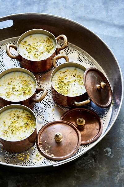 Muhalabia (milk and orange blossom pudding).