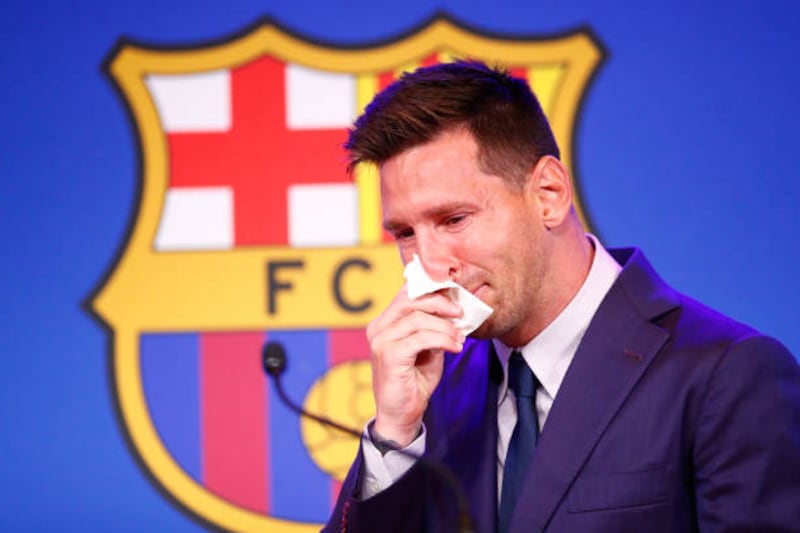 Lionel Messi faces the media at Nou Camp as he prepares to leave Barcelona.
