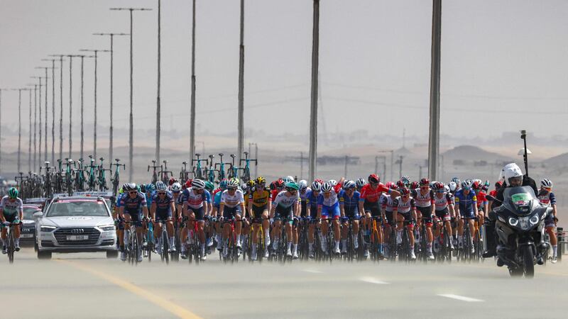 The peloton during Stage 1 of the UAE tour in Abu Dhabi. AFP