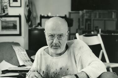 A portrait of artist Marwan in his studio from the early 1990s. Courtesy Sfeir-Semler Gallery, Beirut/Hamburg