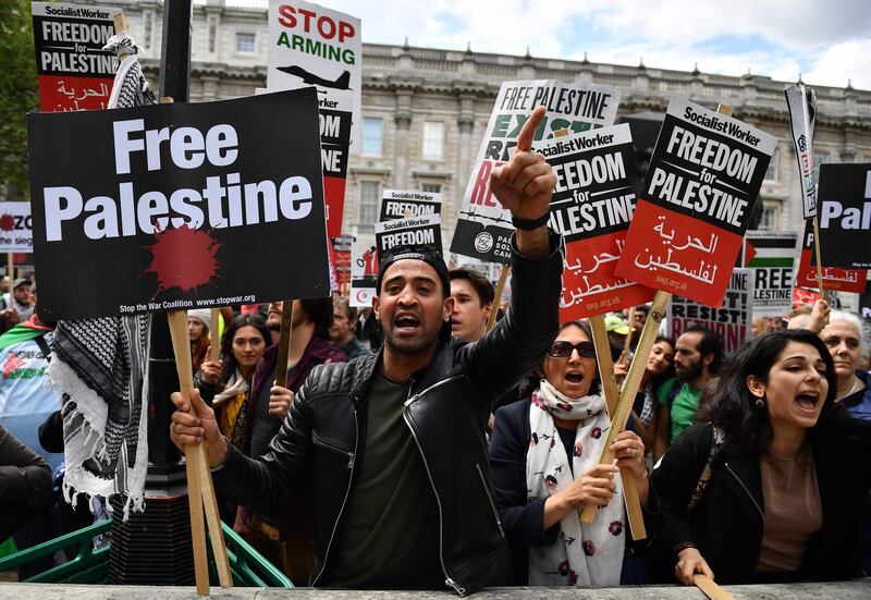 Protesters holding a placards shout at counter-demonstrators during a march calling for justice for Palestinians amid a growing threat of further war in the Middle East in central London on May 11, 2019.
 

 
 
https://www.facebook.com/events/260404684903442/
 
 
From: stwc-press-request@lists.riseup.net [mailto:stwc-press-request@lists.riseup.net] On Behalf Of Stop the War Coalition
Sent: 10 May 2019 12:13
To: stwc-press@lists.riseup.net
Subject: Press Release: Ahed Tamimi to Join the Palestine Demonstration Tomorrow
 
Press Release 
Issued: 10 May 2019
For immediate release:
Ahed Tamimi to Join the Palestine Demonstration Tomorrow 
 demonstration for Palestine 
The Palestinian activist Ahed Tamimi, famous for confronting Israeli soldiers in the Occupied Territories and serving eight months in an Israeli Prison, will be joining the national tomorrow, Saturday 11 May.
 
Stop the War Convenor, Lindsey German, comments:
 
  / AFP / Daniel LEAL-OLIVAS
