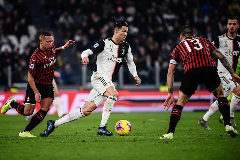 Juventus forward Cristiano Ronaldo in action against AC Milan at the Allianz Stadium in Turin. AFP