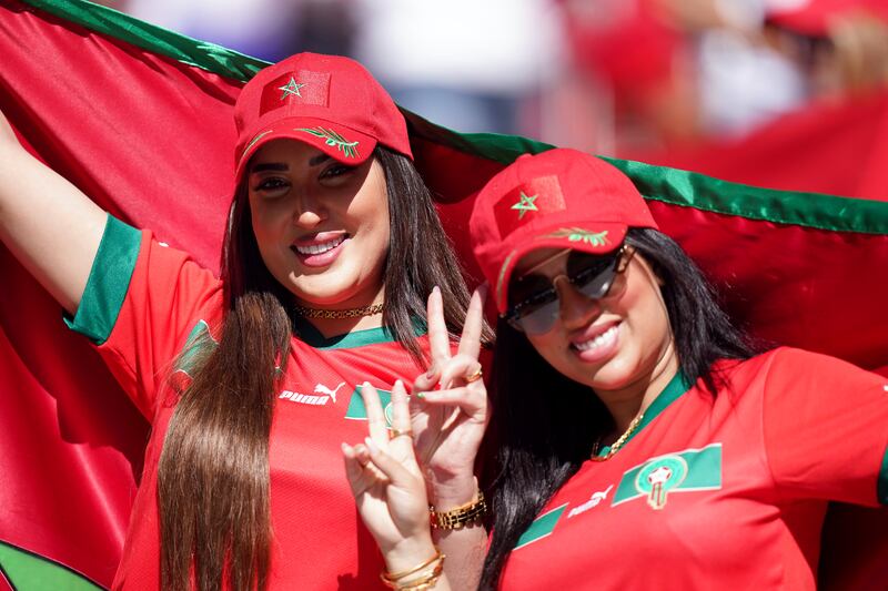 Morocco fans in the stands during the match against Croatia at the Al Bayt Stadium.