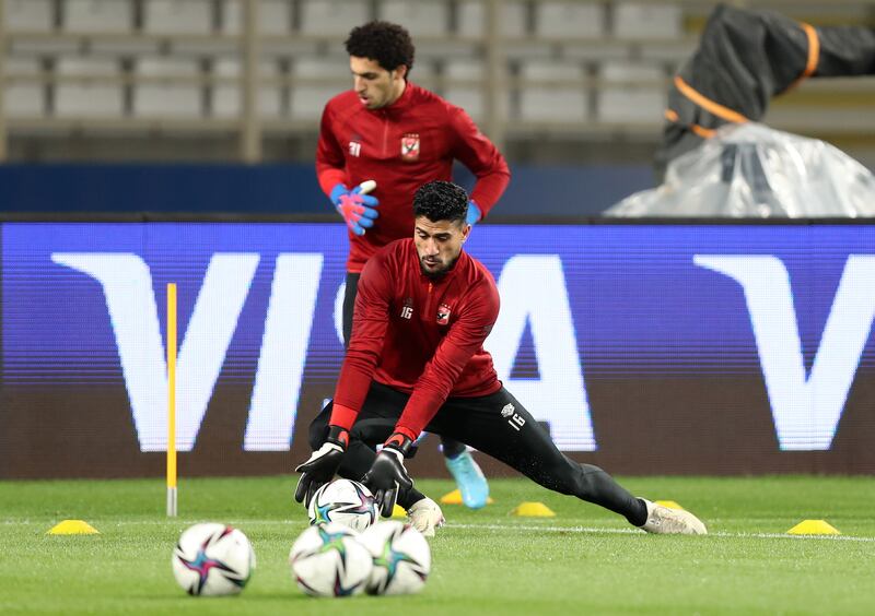 Al Ahly's Ali Lotfi trains ahead of the game against Monterrey in the Fifa Club World Cup UAE 2021 at Al Nahyan Stadium in Abu Dhabi. 