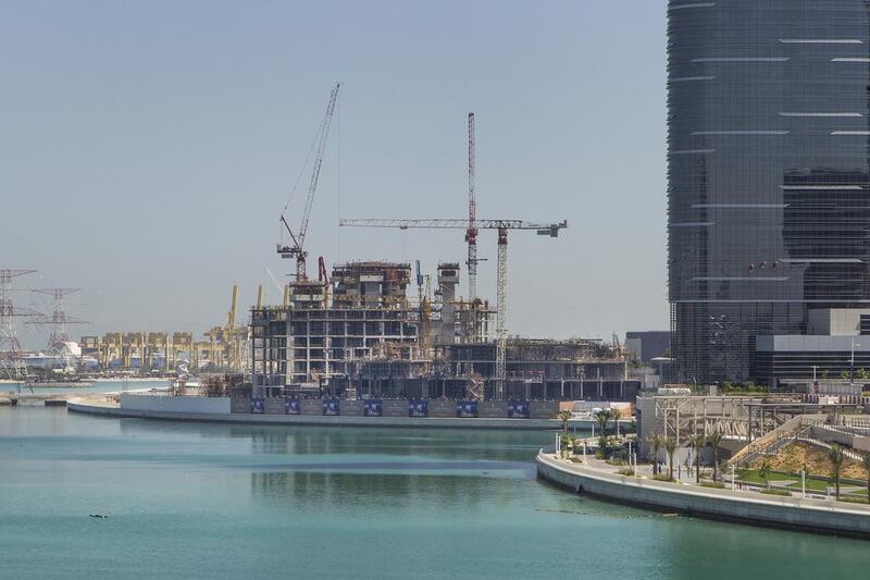 Construction continues at Al Maryah Island. Work on four new bridges connecting Al Maryah Island to other islands will start this spring. Mona Al Marzooqi / The National