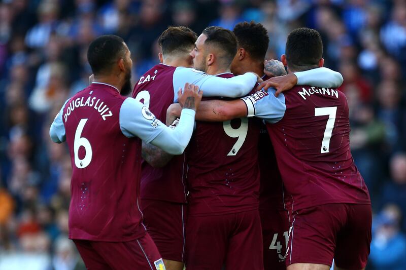 Villa's Danny Ings celebrates after levelling at 1-1 from the penalty spot. Getty