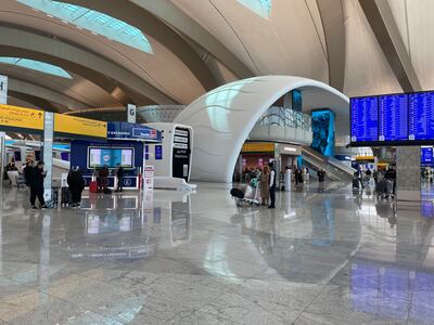 Some flights due to arrive at Zayed International Airport were diverted due to adverse weather in the early hours of Thursday morning. Hayley Skirka / The National