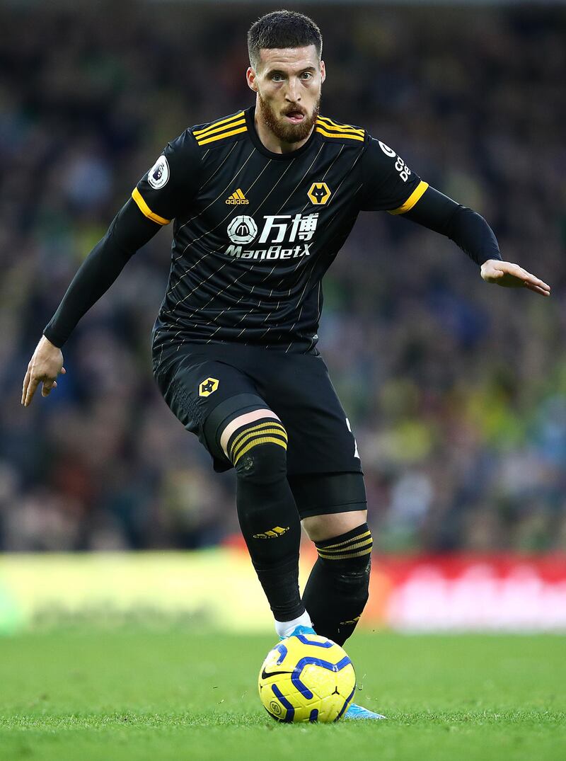 NORWICH, ENGLAND - DECEMBER 21:  Matt Doherty of Wolves in action during the Premier League match between Norwich City and Wolverhampton Wanderers at Carrow Road on December 21, 2019 in Norwich, United Kingdom. (Photo by Julian Finney/Getty Images)