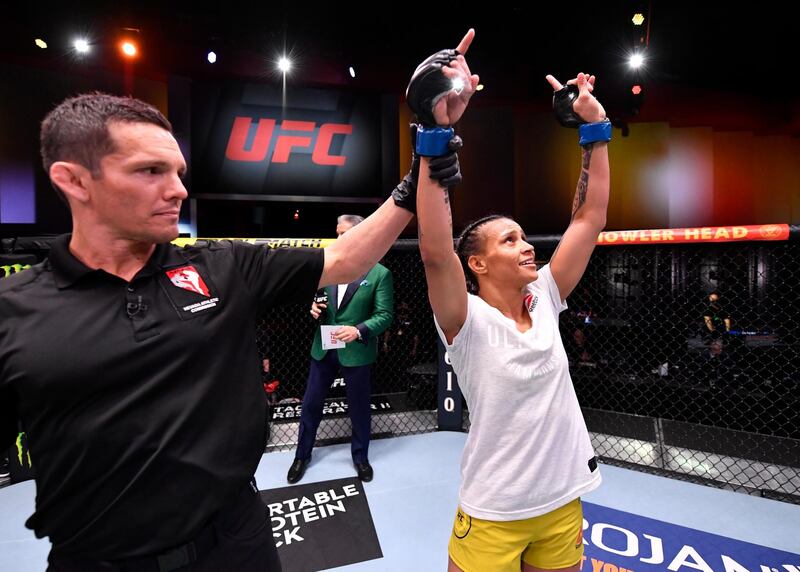 Amanda Lemos of Brazil reacts after her victory over Livinha Souza. USA TODAY Sports