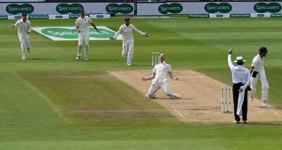 England all-rounder Ben Stokes celebrates dismissing India captain Virat Kohli in the first Test at Edgbaston. Getty Images