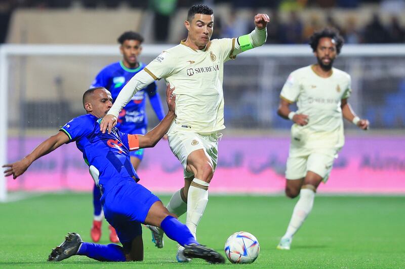 Cristiano Ronaldo clinched a draw for Al Nassr against Al Fateh. AFP