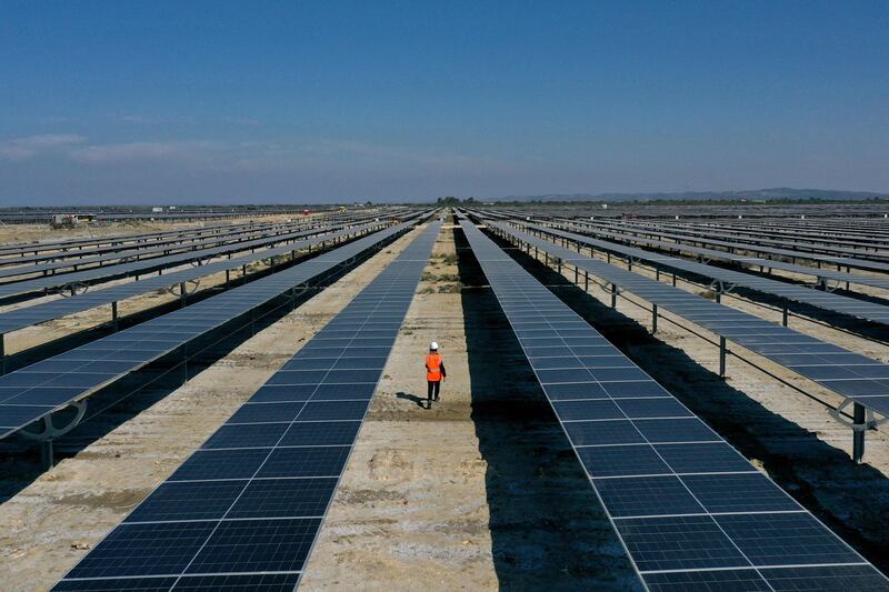 A solar farm in Albania. Solar power's share of investment is proportionally up by 24 per cent. AFP