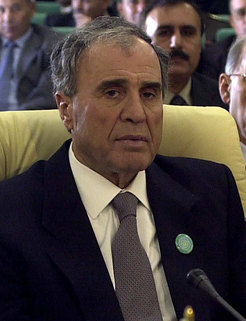 (FILES)-Picture taken 04 January 2005 shows Syrian Interior Minister Ghazi Kanaan attending the opening of the 22nd meeting of Arab Interior Ministers in Tunis. Syrian Interior Minister Ghazi Kanaan, a former military intelligence chief in Lebanon, committed suicide in his Damascus office 12 October 2005, state news agency SANA reported.    AFP PHOTO/FETHI BELAID (Photo by FETHI BELAID / AFP)